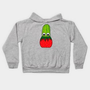 Cute Cactus Design #221: Cactus In Strawberry Pot Kids Hoodie